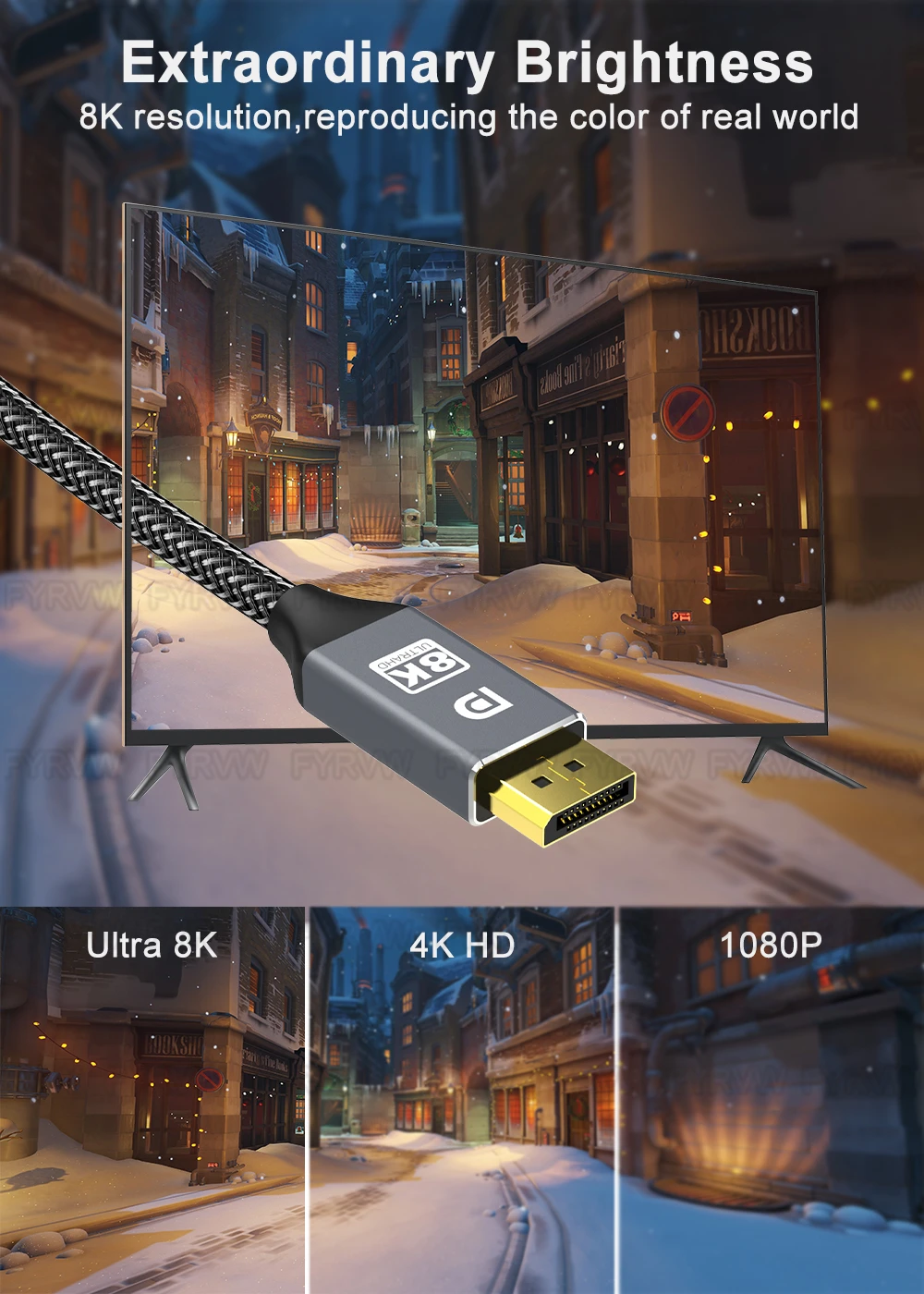DP1.4 Kabel DisplayPort-Kabel DP 240Hz 8K 4K 144Hz 165Hz Display-Port-Kabeladapter für Video PC Laptop TV 8K Display-Port-Kabel – Detail 1