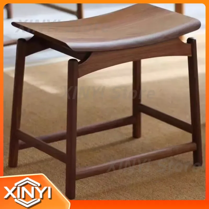 Solid Wood Saddle Stool for Home Tea Ceremony Makeup Living Room Shoe Changing Simple Bar Stool for Small Space Apartment