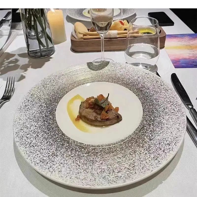 

Round Pure White Ceramic Dining Plate Restaurant Steak Dessert Molecular Cuisine Display Plates Specialty Tableware