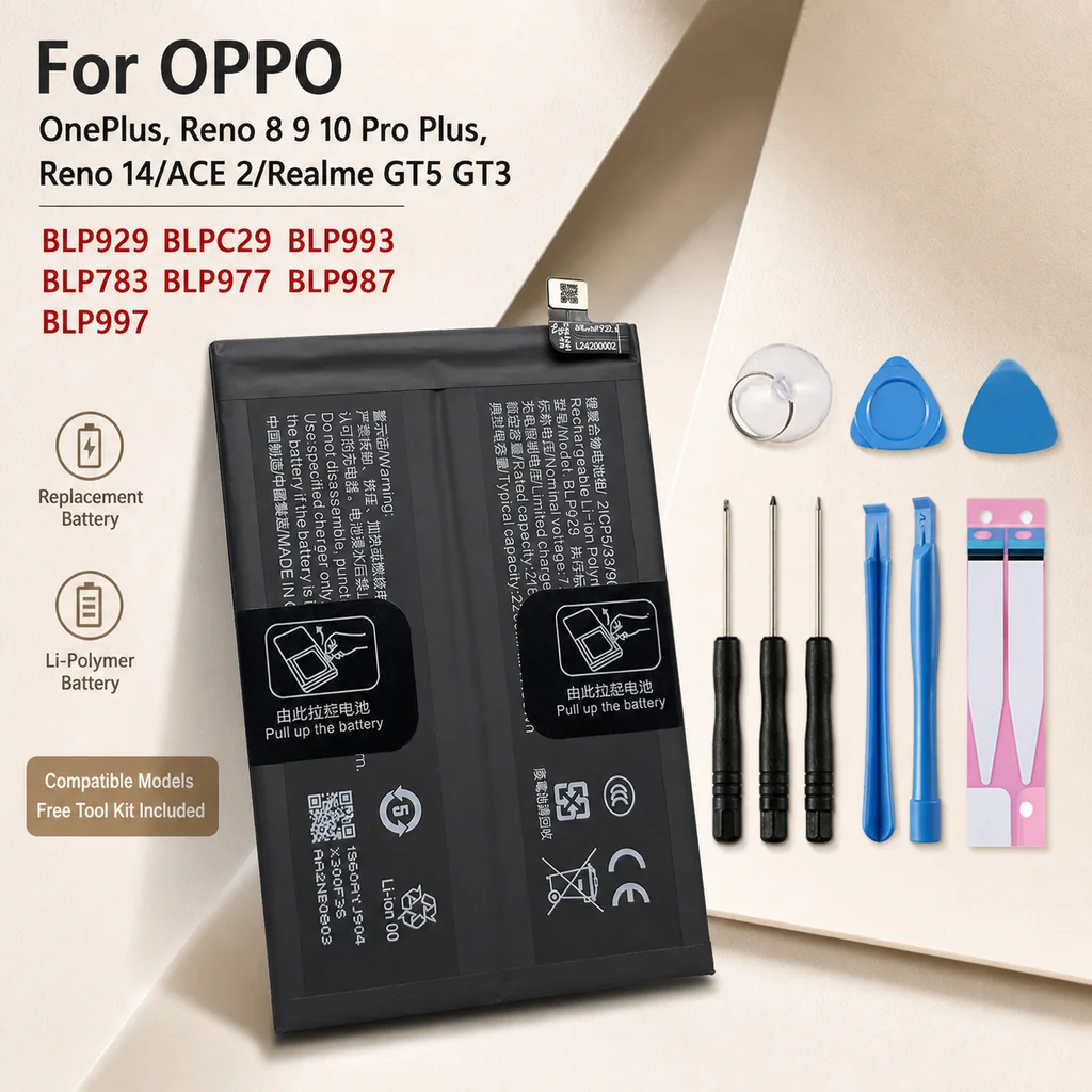 Phone Battery BLPC29 BLP993 BLP783 BLP977 BLP987 BLP997 BLP929 For OPPO Reno8/9/10 Pro+/14 For OnePlus ACE2 For Realme GT5/GT3