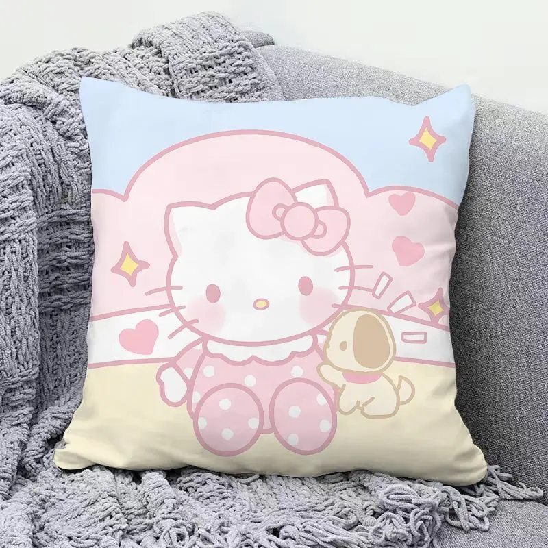 Nuovo cuscino Hello Kitty Fodera per cuscino simpatico cartone animato Cuscino decorativo a forma di cuore per ragazza per divano del soggiorno Federa per pisolino da ufficio