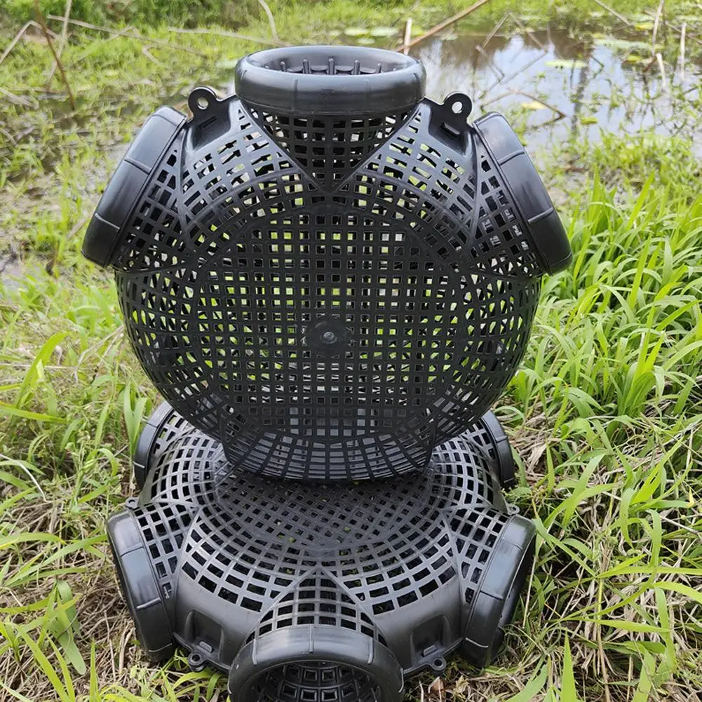 Black Fish Net Cage Fishnet Finless Eel Loach Trap Fishing Pot Plastic Container Mud Cage Container Fishing Traps 1Pcs