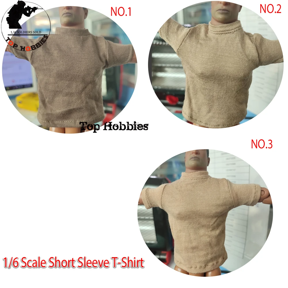 1/6 Scale Action Figure Accessory Short Sleeve Blouse Brown T-shirt Round Neck For 12Inch Soldier Body Figure Doll Toy Gift