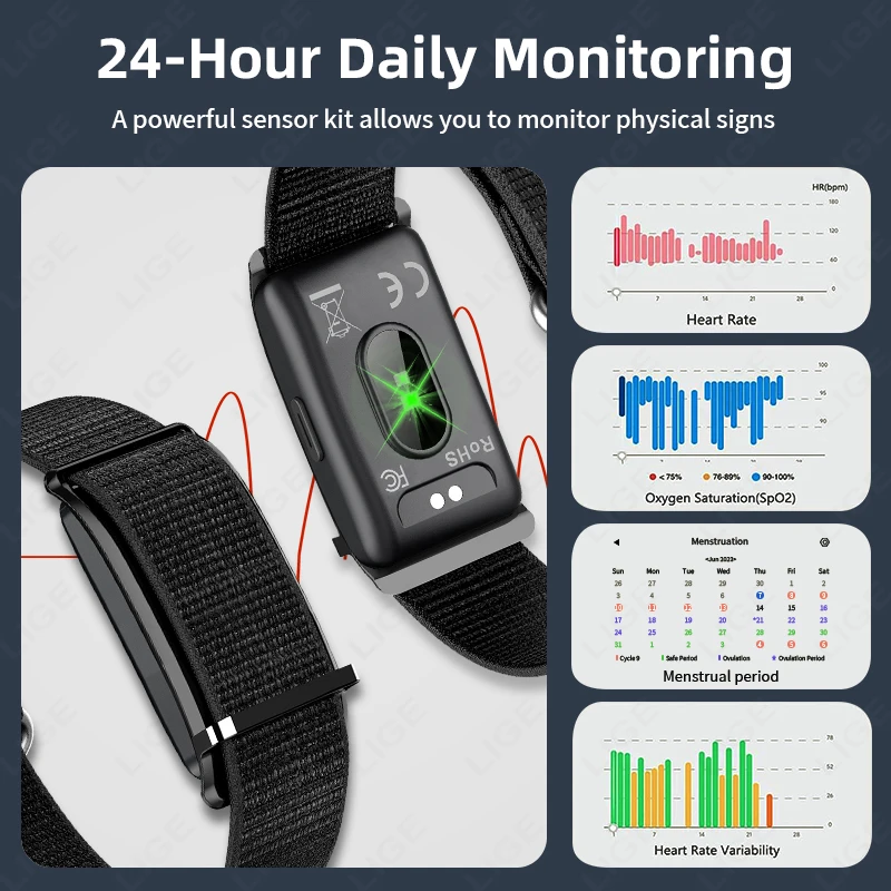 Breathable Sport Wristband 2026 Fitness Tracker Smart Bracelet No Screen Call Reminder Smartwatch Heart Rate Monitor Pedometer