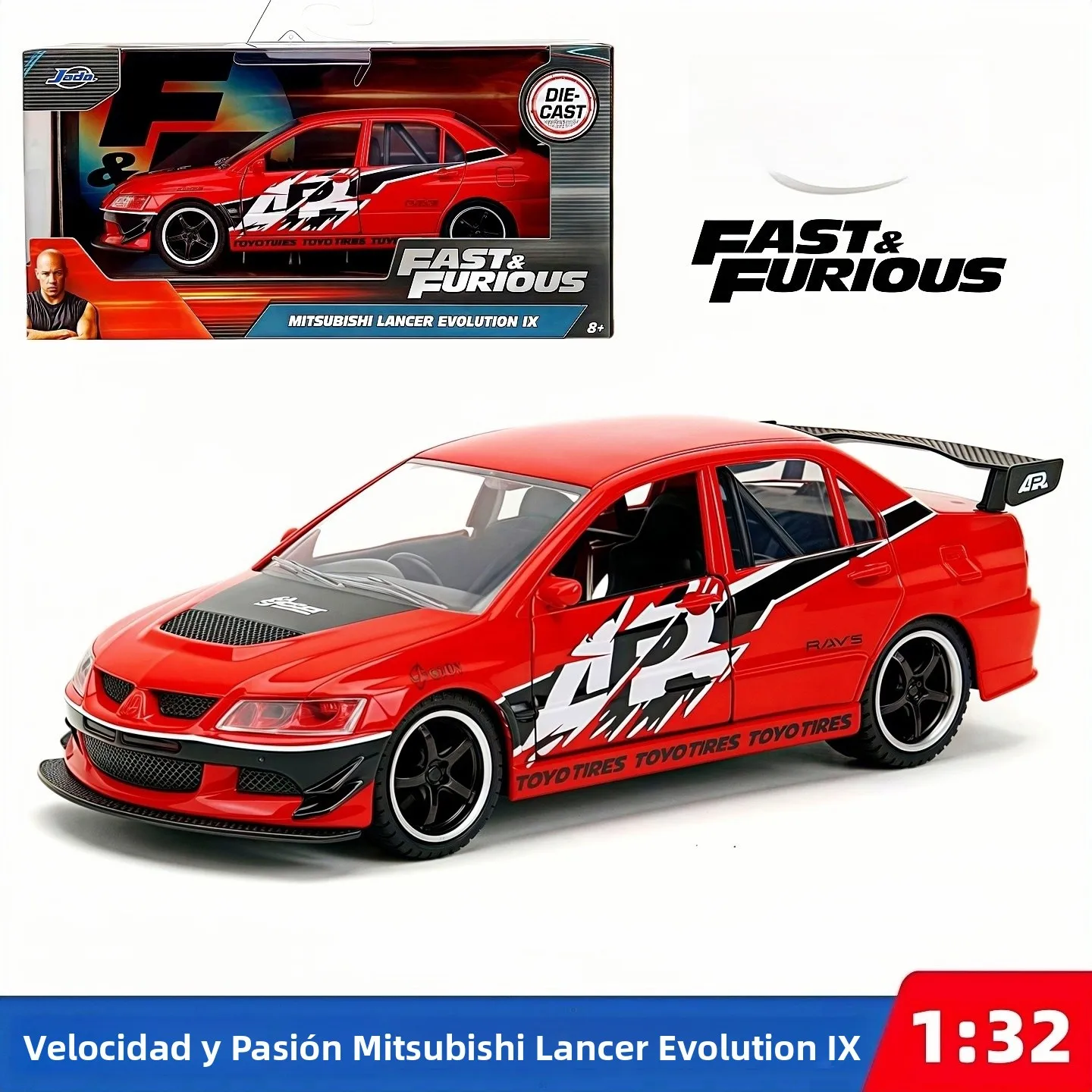 Jada Speed And Fury  Lancer Evolution IX, Modelo de Auto de Aleación, 132, Juguete Coleccionable de Simulación para...