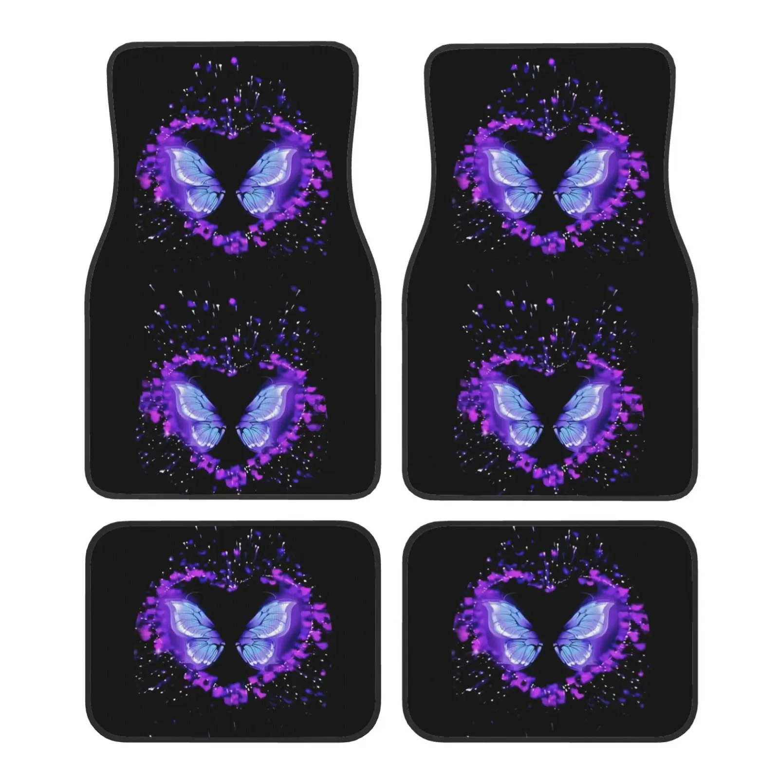 

Автомобильные коврики Purple Love Butterfly с принтом из 4 предметов, противоскользящий передний и задний коврик для ног, универсальные автомобильные аксессуары для внедорожника, фургона, грузовика