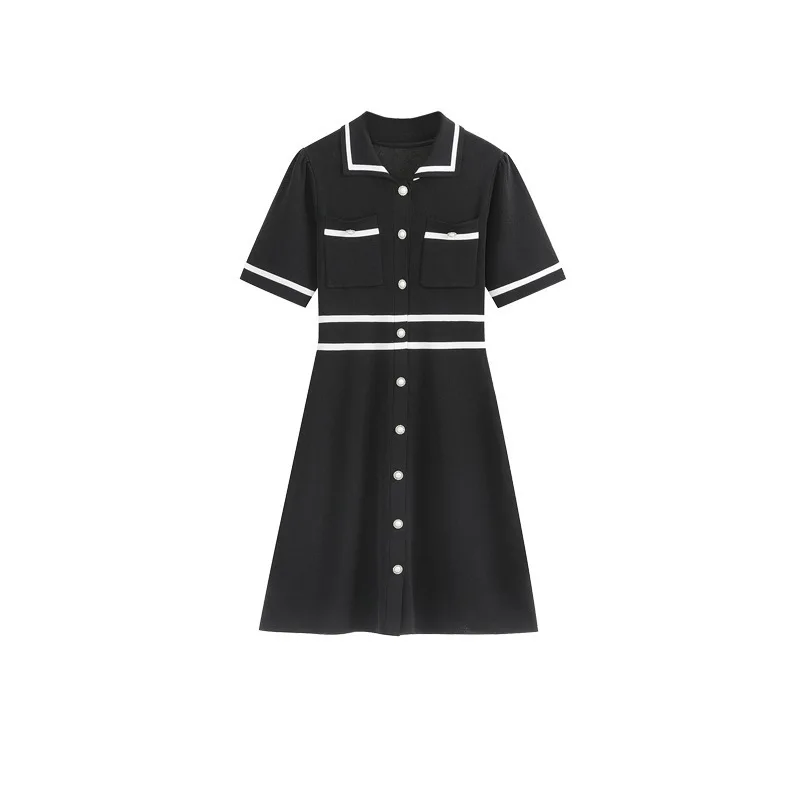 Summer Women\'s Short Sleeved Dresses Fashion Casual High Quality Stripe Dress A-line Skirt