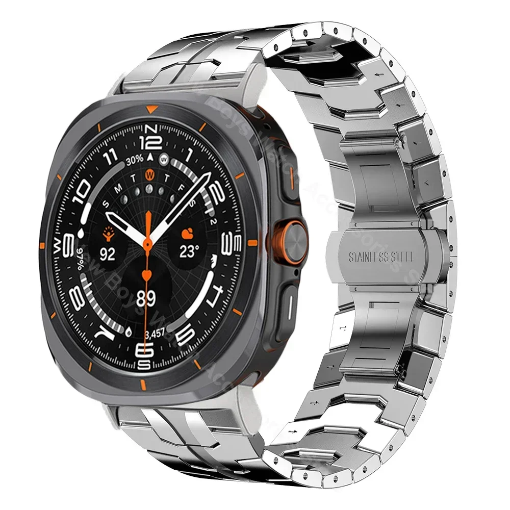 Stainless Steel Titanium Orange Band for Samsung Galaxy Watch Ultra 47mm Business Correa Strap No Gaps Bracelet for galaxy ultra image 2