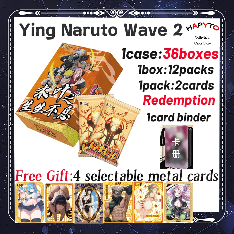 

Ying Cuture Naruto Wave 2 Kakashi Konoha Bonds Collection Cards Shinobu Hinata Sakura Sasuke Booster Box TCG Hobby Gift