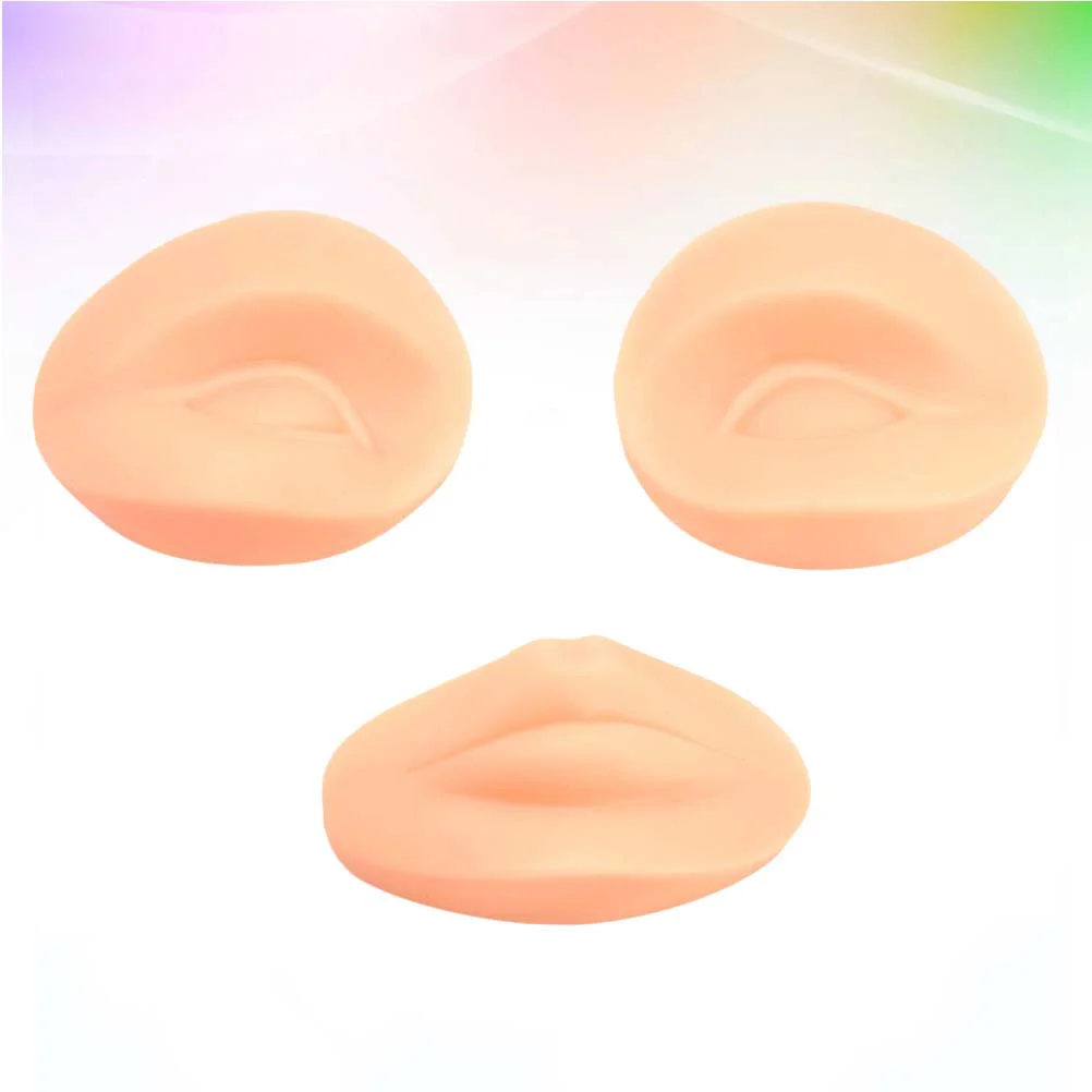 3D Fake Eyes and Mouth Microblading Practice Skin for Eyebrows Silicone Skin To Practice Brow Micro-Blading
