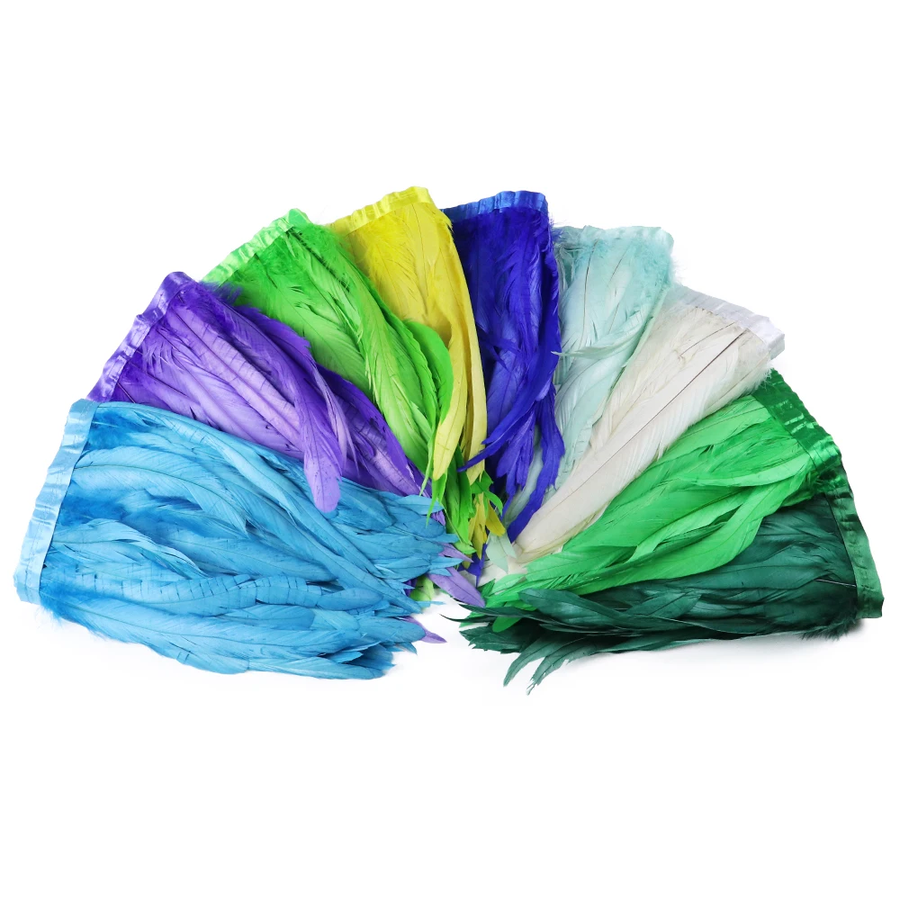 

1-50Meters Chicken Feather Tail Trim Wholesale Colored Rooster Plumes for DIY Crafts Feather Ribbon Clothing Decoration Acceesoy