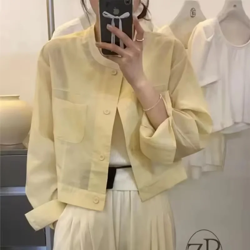 

Fashion Lightweight Sun Protection Clothing Jacket Women Summer New Cardigan Ladies Thin Sunscreens Coat Semi-sheer Short Top