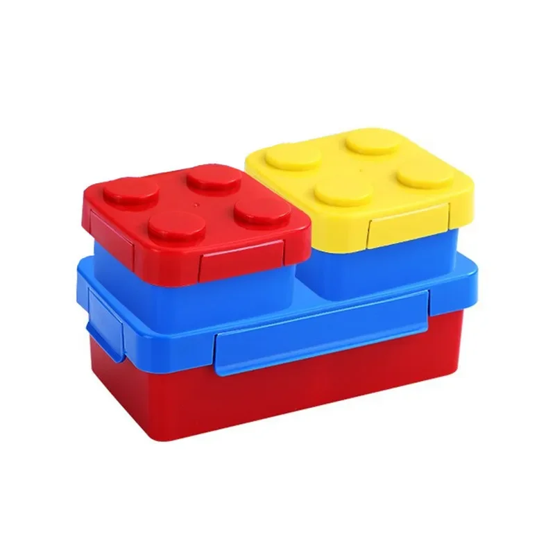 DIY Building Block Lunch Box Modular Building Blocks For Children Student Building Block Bento Food Storage Container Dinnerware