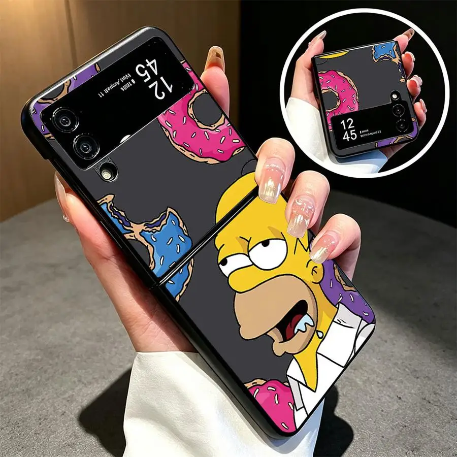 Hot Cute Simpson Back Phone Cover Funda Case for Samsung Galaxy Z Flip 8 Flip6 Flip5 Z Fold 8 7 6 5 4 3 Flip4 Flip3 Z Flip 7 6 5