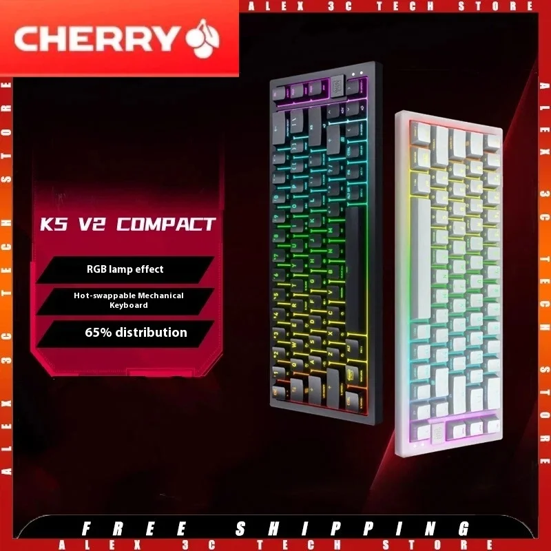 

CHERRY K5V2 Compact Mechanical Keyboard Wired MX2A Red Switch Support Hot-Swapping ABS Keycaps Gaming Keyboards for Windows Mac
