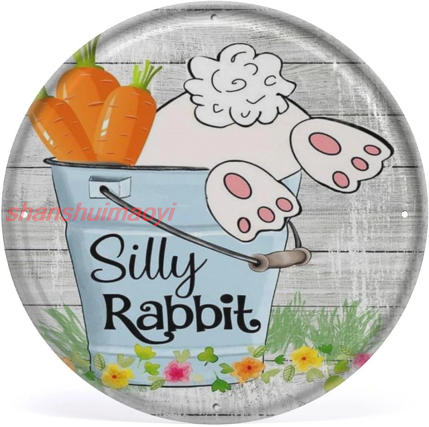 shan bbit Sign Easter Bunny Sign Bunny Butt Sign Vintage Style Round Metal Tin Sign For Home Bedroom Living Room Birthday 1pc