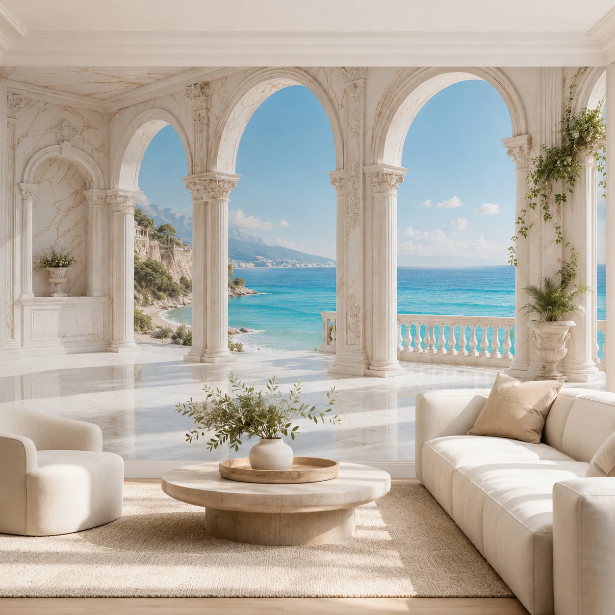 Mediterranean Sea View Wall Mural Arch Window Wallpaper Living Room Bedroom Decor Non Self Adhesive Requires Glue
