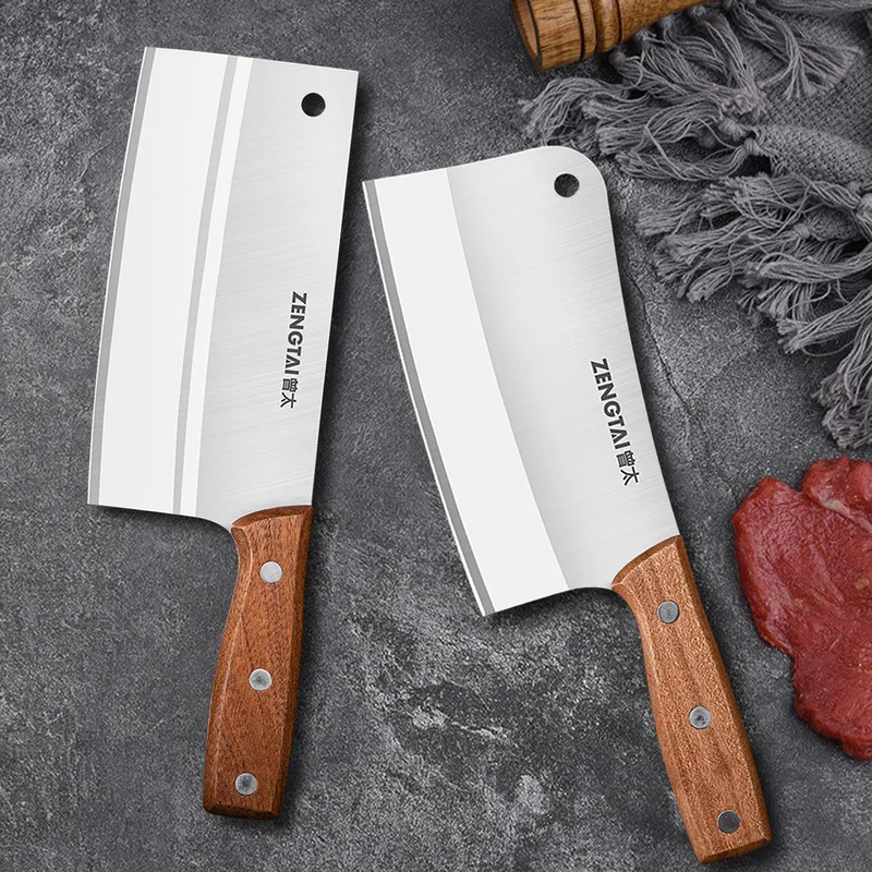 

Kitchen Knife Set Stainless Steel Bone Chopping Meat Vegetables Slicing Professional Chef Knife Butcher Cleaver Wood Handle