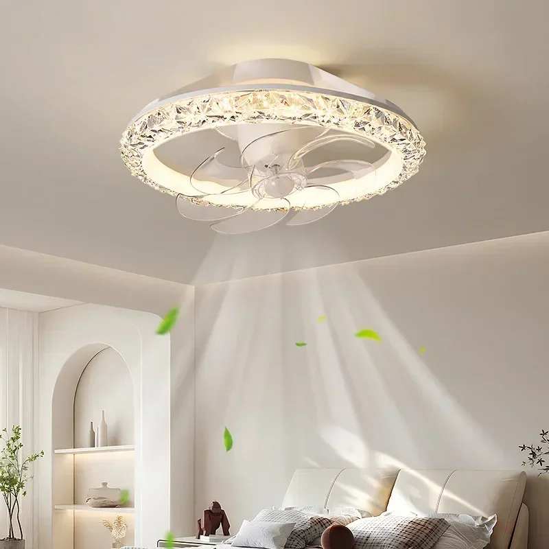 Fan ceiling light silent room modern simple household shaking head frequency conversion master bedroom children's room electric