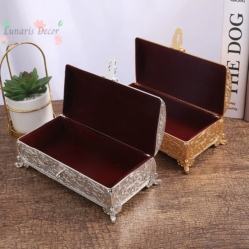 Nordic style light luxury jewelry necklace earrings finishing storage box single layer flip retro fashion