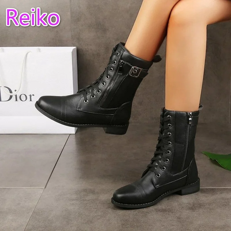 Retro Boots Women 2023 Autumn/winter New Tooling Boots Large Size Short Boots Thick Heel Knight Brown Leather Black