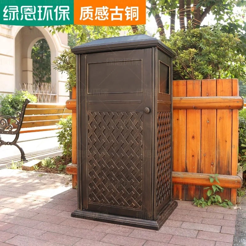 Villa courtyard outdoor trash can rust-proof cast aluminum trash can outdoor garden high-end community real estate large fruit l