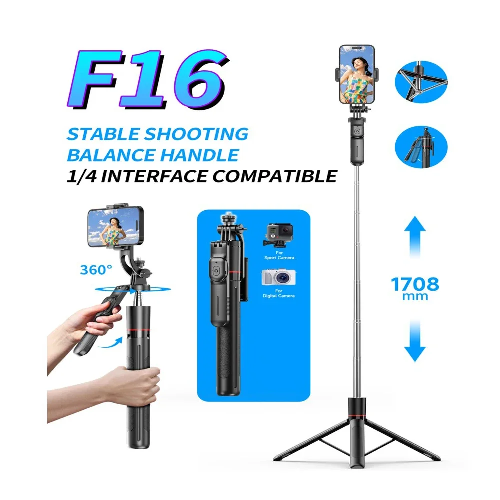 

Selfie Stick 1.7 Meter Ultra Long Stretch Portable debounce Phone Holder Bluetooth Remote With Fill light Tripod Stand For Live