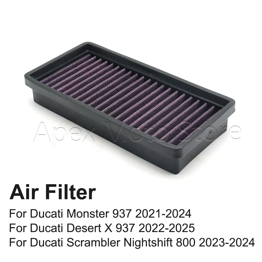 

Motorcycle High Flow Air Filter Intake Cleaner For Ducati Monster 937 Desert X 937 Hypermotard 698 Mono Scrambler Nightshift 800