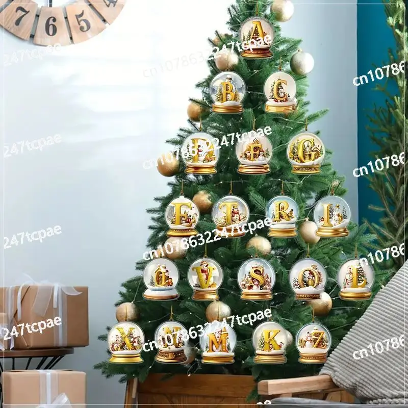 Letter yellow crystal ball acrylic car pendant Christmas tree pendant Home decoration (90 decorations)