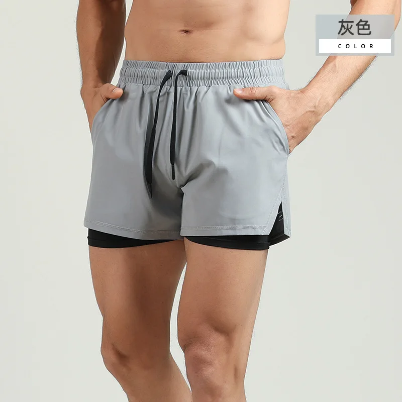 European  American Style Mens Summer Athletic Shorts  Two Tone Quick Dry Running Workout Gym Shorts for Cross Border Sales