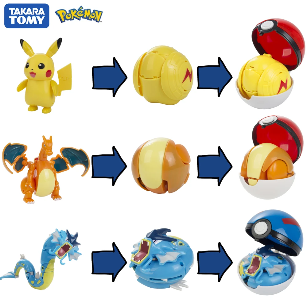 ZhuangChen Original POKEMON Pokeball Deformation Figure Toy Pikachu Action Anime Figure Charizard Poké Ball Model Kids For Toy