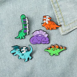 Mini Dinosaur Collection Enamel Pin Funny Brooch Cartoons Badge for Bags Jeans Hoodies Denim Lapel Pin Jewelry Kids Best Gift