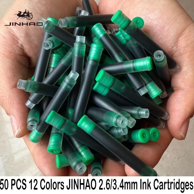 JINHAO 50/12 個 12 色 2.6 ミリメートル/3.4 ミリメートル万年筆インクカートリッジ Majohn Honjian インク学校事務用品文具