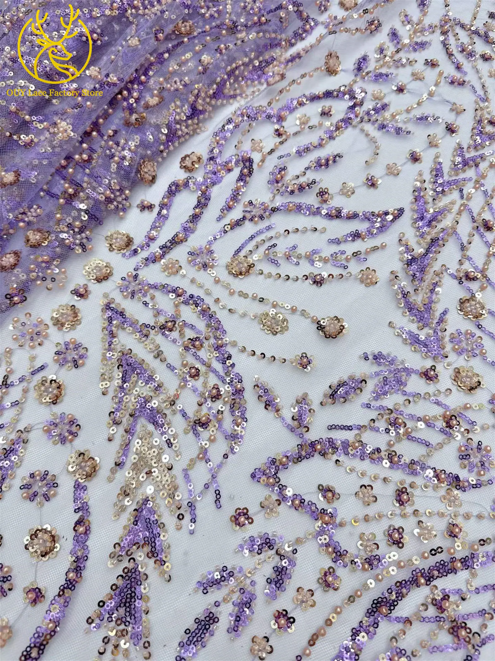 2026 Französisches Hochzeitskleid Perlen-Pailletten-Spitzenstoff 5 Yards Nigerianischer Tüll-Spitzenstoff Afrikanischer Spitzenstoff für Hochzeitsfeier-Näharbeiten – Detail 28
