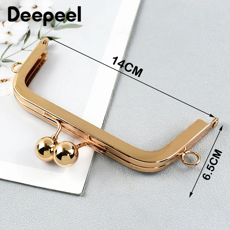 1/2/5 Uds Deepeel 14cm mango de Metal para bolso para bolsos tejidos marco de bolso cierre de beso soportes de costura DIY accesorios para bolsos hechos a mano