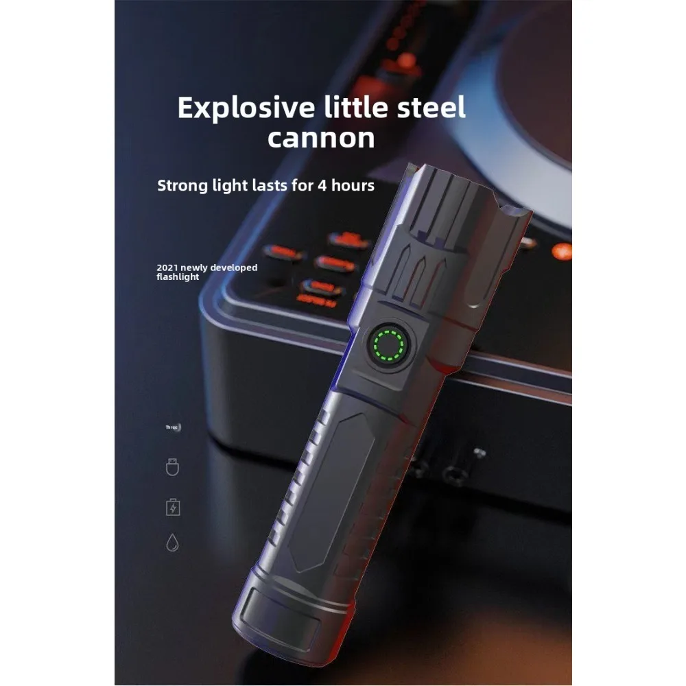 Outdoor Multi-Functional Zoomable Flashlight, Ultra-Bright & Super Powerful, USB Rechargeable with Long Battery Life for Hiking