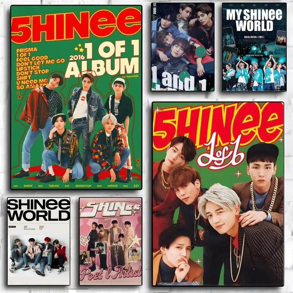 Póster Kpop Korean Boys Band S-Shinee, pegatinas de pintura de pared estética de alta calidad para decoración de dormitorio y sala de estar