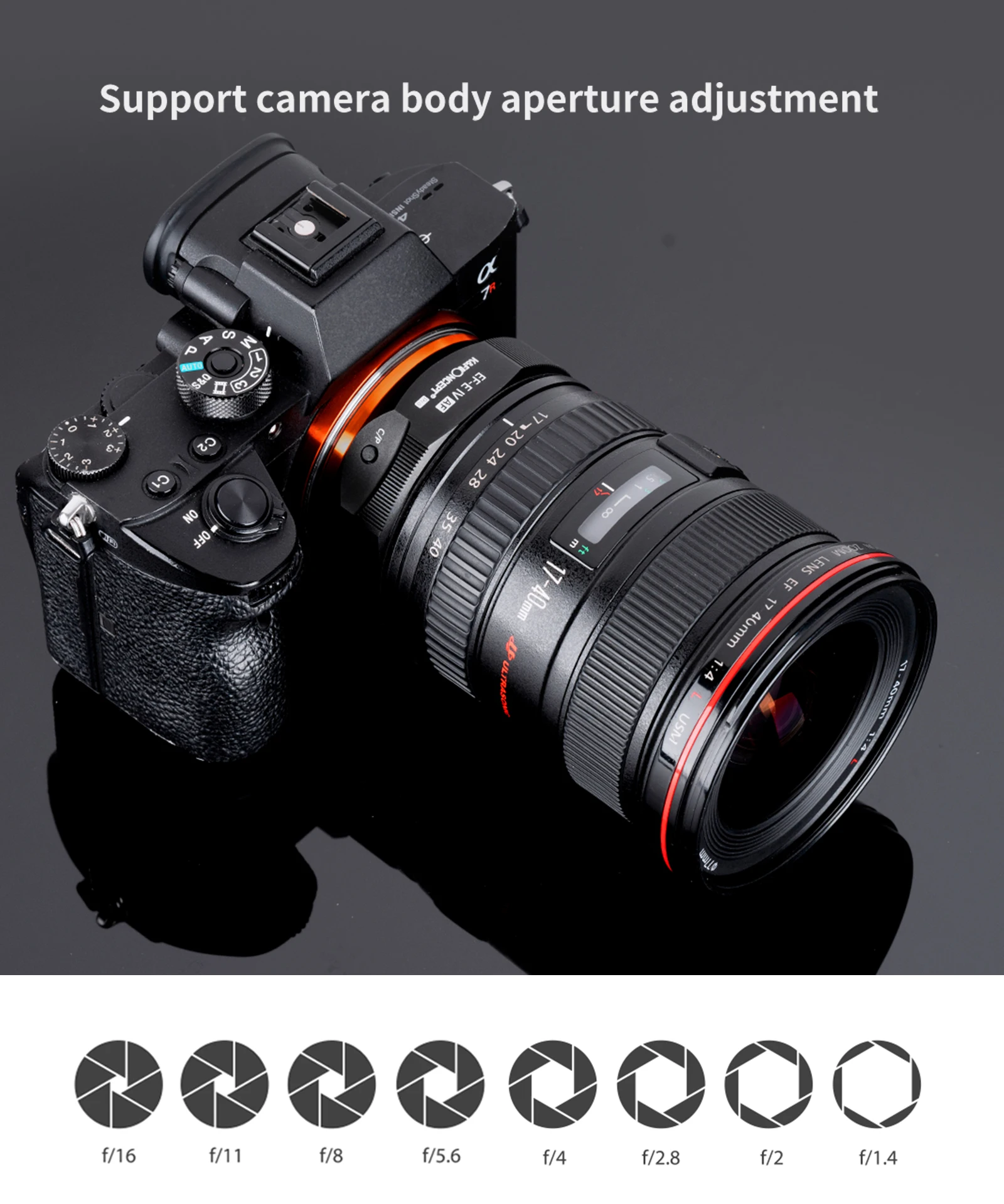 K&F Concept EOS to E IV Auto Focus Lens Adapter for Canon EOS EF EFS to Sony a6400 a6700 A7C A7C2 A1 A9 A7R2 A73 A7R4 A7R5 A7R3