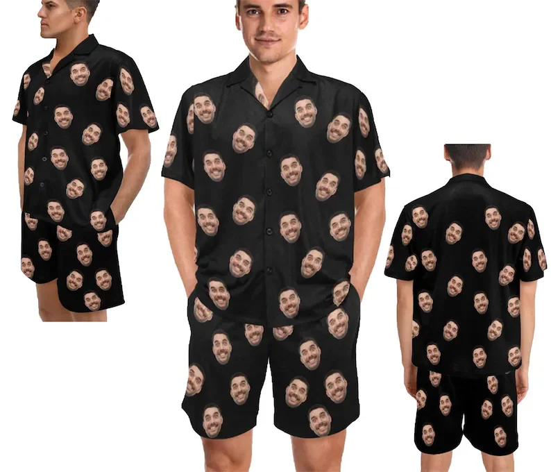 Custom Face Pajamas,Family Pajamas Sets,Women Short Sleeve Pajama,Couple Pajamas sets,Pajamas with Photo,Personalized Pajamas