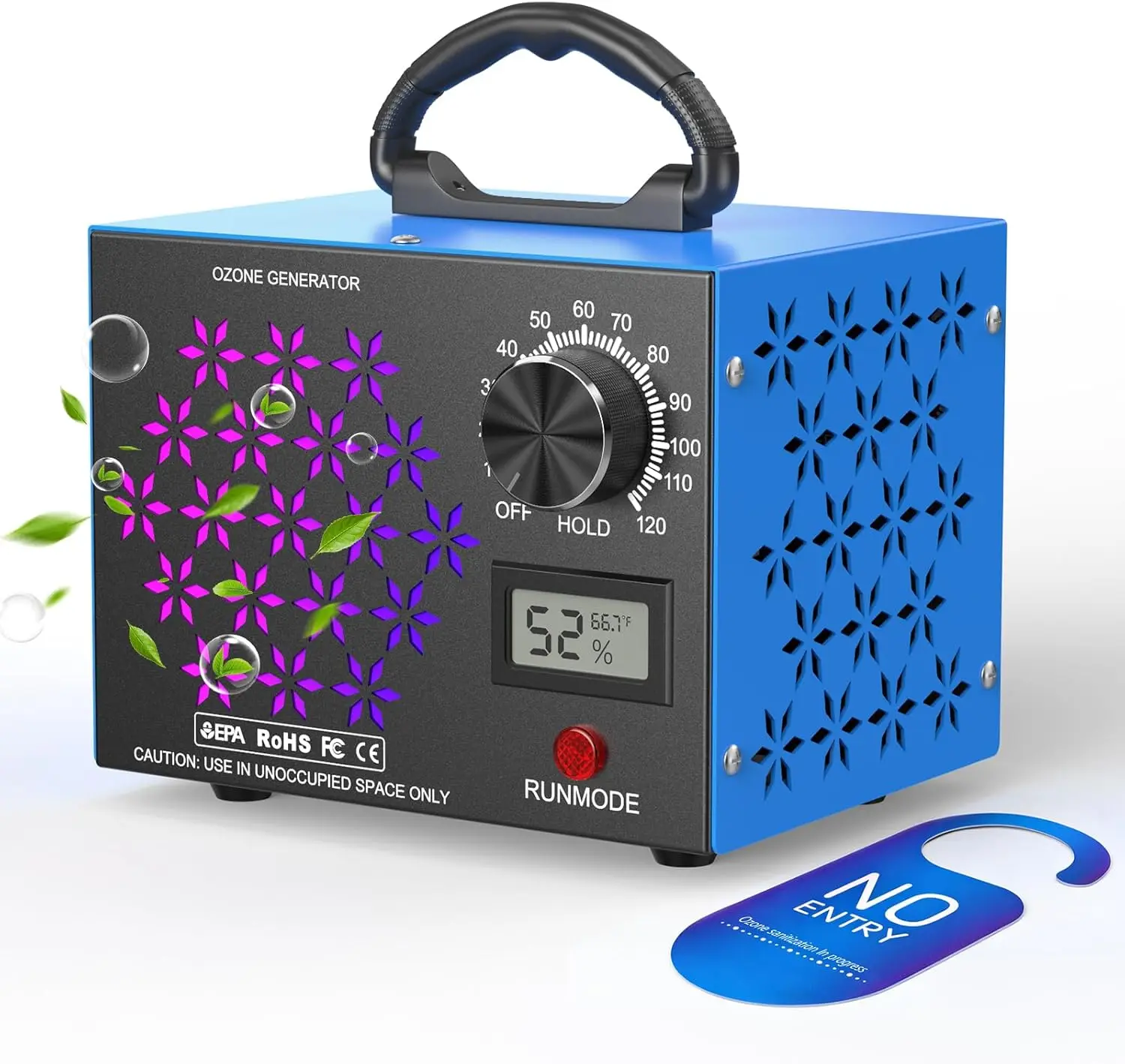 

Озонатор воздуха 120 000 мг/ч с дисплеем температуры и влажности, три вентиляционных отверстия для быстрого удаления запахов в доме, автомобиле, при содержании домашних животных, площадь охвата до 550 кв.м.