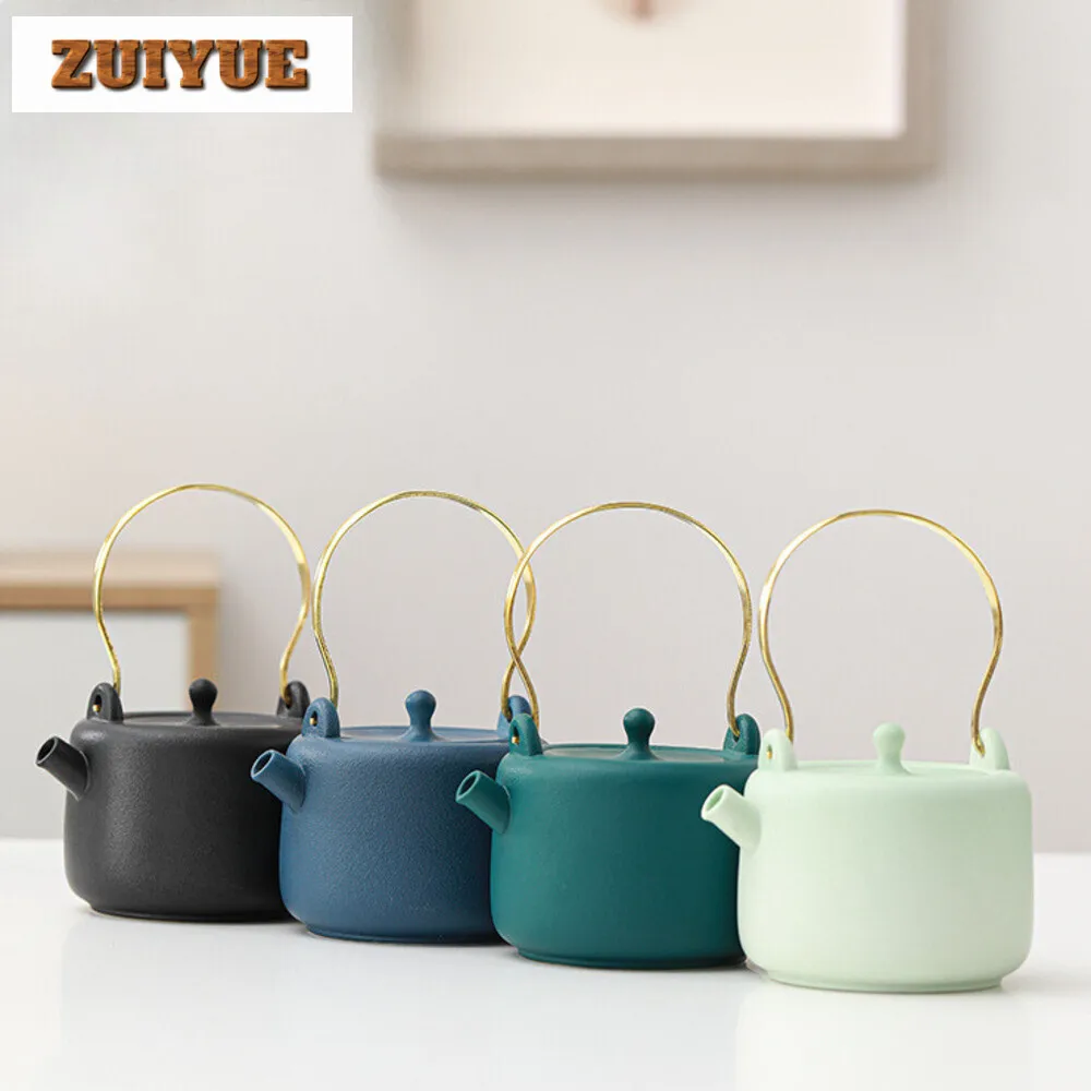 220ml Coarse Pottery Handmade Teapot Household Filter Loop-handled Teapot Elegant Pot Vintage Tea Maker Kettle Tea Items Crafts