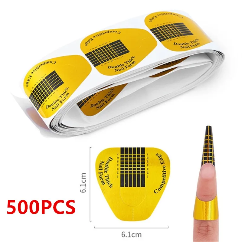100/200/500Pcs Acrylic UV Gel Extension Curl Form French Nail Form Tips Nail Gel Sticker Art Guide Mold Acrylic Manicure Tool