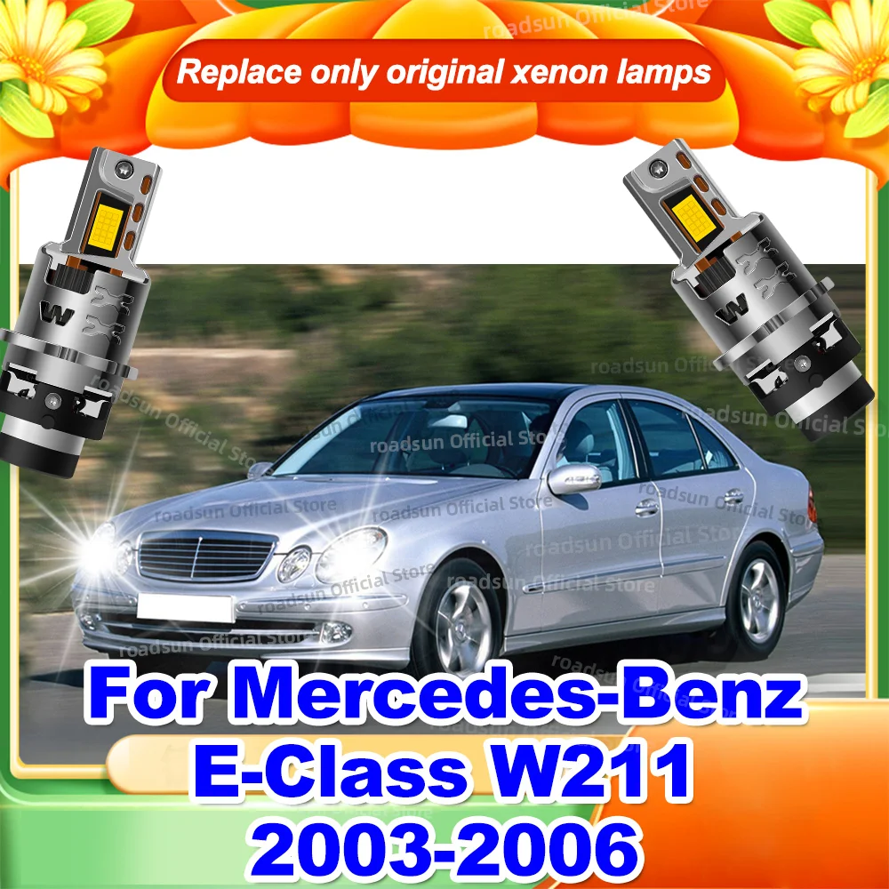

LED Headlights 1:1 Xenon HID Light Bulbs 50000LM 6000K with Fan For Mercedes Benz E Class W211 2003 2004 2005 2006