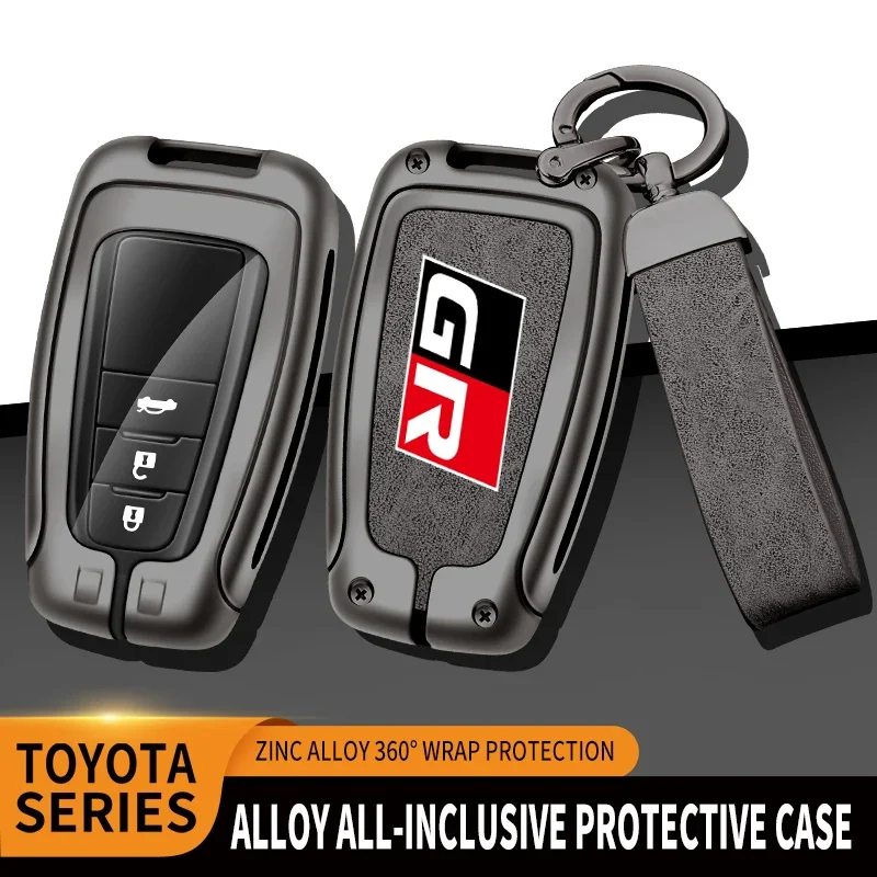 

Zinc Alloy Leather Car Key Case Cover Bag For Toyota GR 86 Supra Yaris RAV4 Prius Corolla C-HR Camry Auris Keychain Accessories