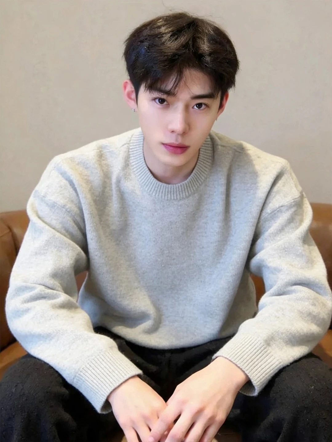 

Мужской теплый вязаный свитер с начесом, повседневный, мягкий, комфортный, дышащий, длинный рукав, для зимы