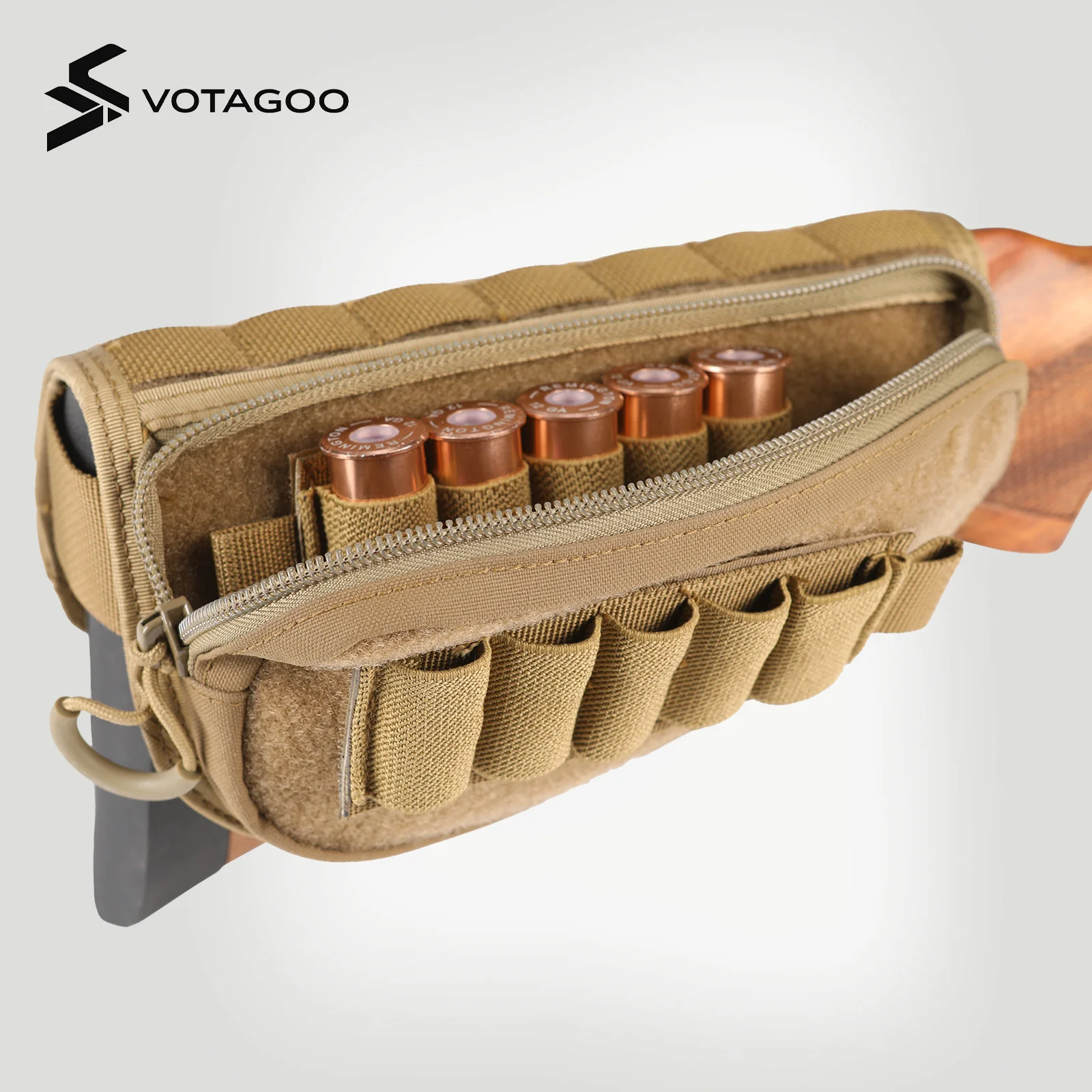 VOTAGOO Tactical Gunstock Pouch Buttstock Shotgun Rifle Shell Holder for Cheek Rest Ammo Holder Pouch