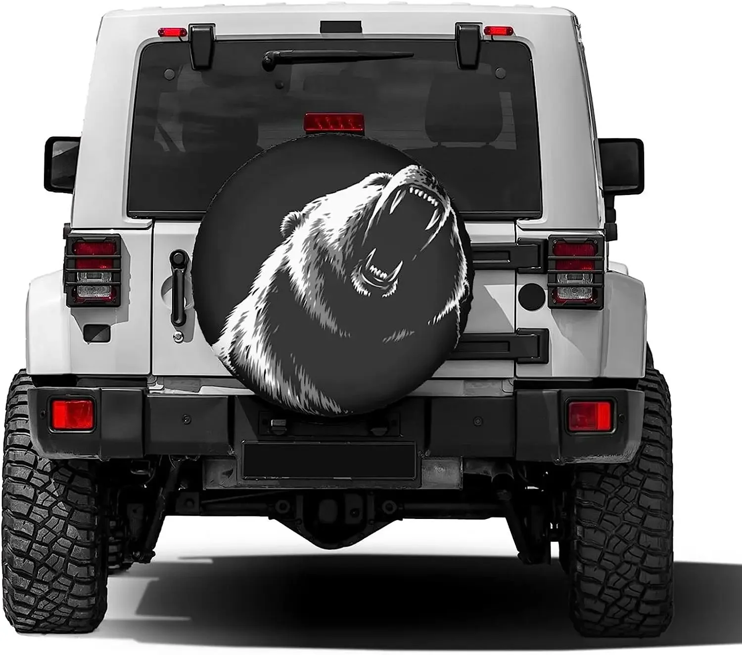 Black and White Bear  Bear Spare Tire Cover Protectors Water Dust-Proof Wheel Tire Cover Fit Trailer RV, SUV and Many Vehicle