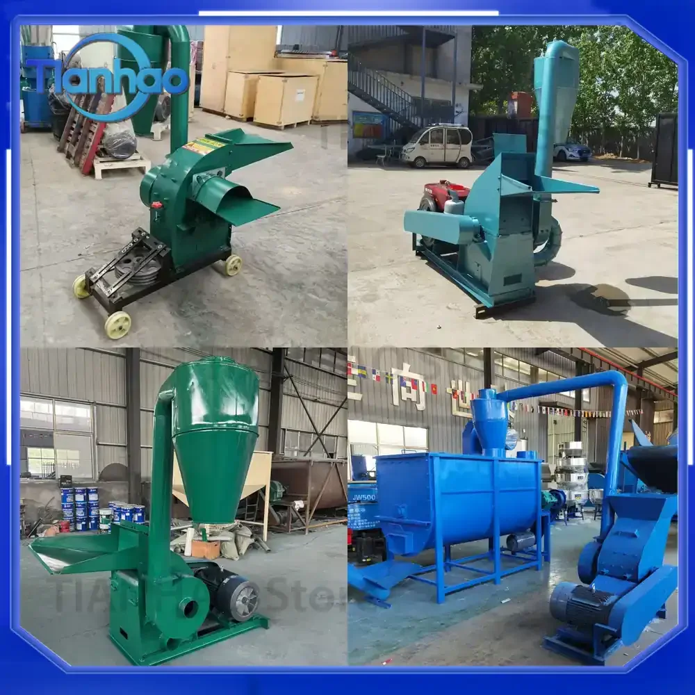 Dual-Outlet Weed Straw Corn Cob Crusher Hammer Mill Feed Grinder for Sugarcane Bagasse and Branches Fine Powder Machine