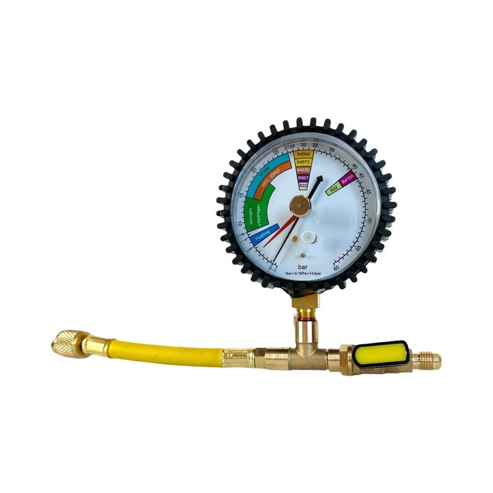 Professional Nitrogen Pressure Test Manifold for Refrigeration Equipment with 1-60 Bar Range and Valve Interface