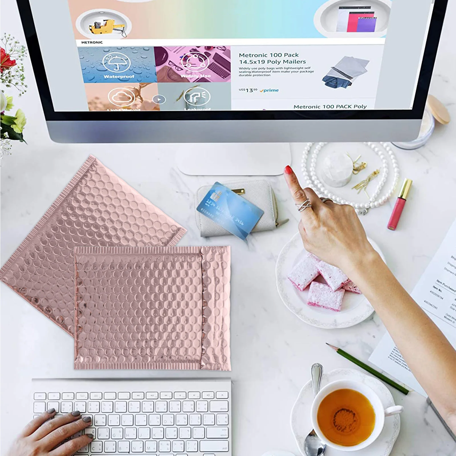 

25Pcs Padded Bubble Envelopes Tear Resistant Material Ideal for Labeling Stamping Mailing Bubble Envelope Bags